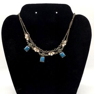 Vintage Blue Glass Drop Necklace – Antique‎ Style Statement Jewelry